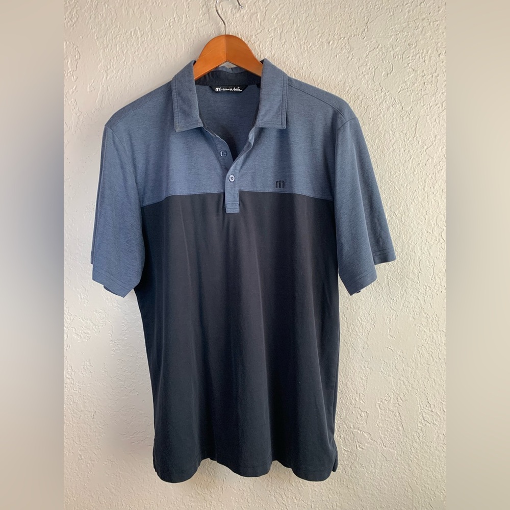 TravisMathew Mens Blue and grey golf polo size medium